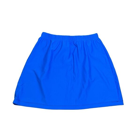 Scoopchicks Nylon Athletic Mini Skirt Royal Blue White Stretch Knit Pull-On Spor - Picture 1 of 4
